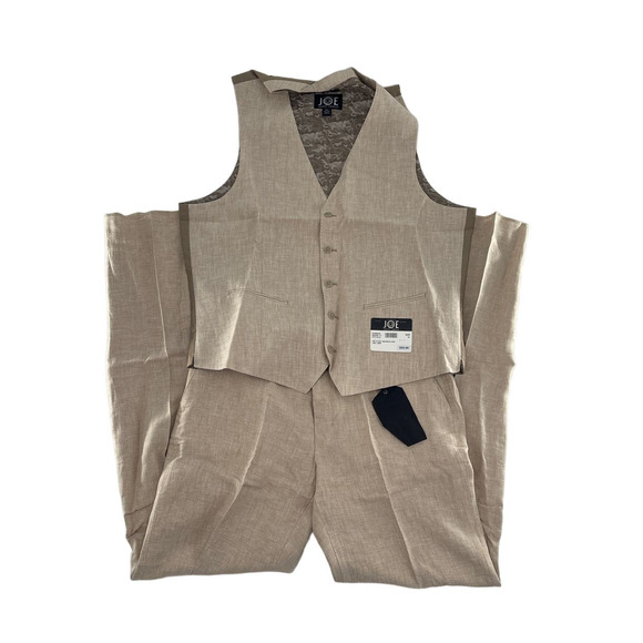 JOE Joseph Abboud Slim Fit Linen Suit Vest Pants Set Size XL/36U - Picture 3 of 11